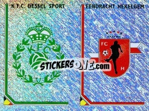 Cromo Badge KFC Dessel Sport / Badge Eendracht Hekelgem - Football Belgium 1999-2000 - Panini
