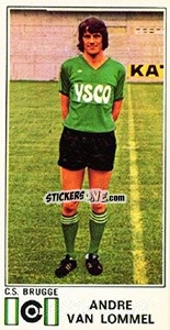 Cromo Andre van Lommel - Football Belgium 1975-1976 - Panini