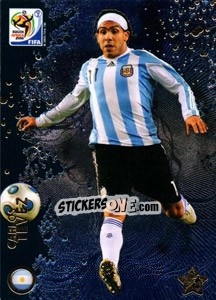 Sticker Carlos Tévez - FIFA World Cup South Africa 2010. Premium cards - Panini