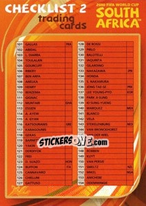 Sticker Checklist 2 - FIFA World Cup South Africa 2010. Premium cards n. 198 - Panini