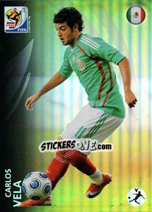 Sticker Carlos Vela - FIFA World Cup South Africa 2010. Premium cards n. 142 - Panini