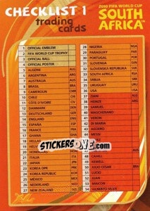 Sticker Checklist 1 - FIFA World Cup South Africa 2010. Premium cards n. 197 - Panini