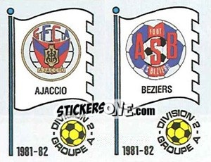 Sticker Ecusson F.C. Ajaccien / A.S. Beziers - Football France 1981-1982 - Panini