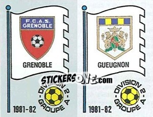 Sticker Ecusson F.C.A.S. Grenoble / F.C. Gueugnon - Football France 1981-1982 - Panini