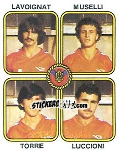 Sticker Jacques Lavoignat / Laurent Muselli / Jean-Luc Torre / Jean-Noel Luccioni - Football France 1981-1982 - Panini