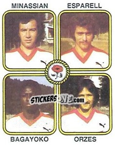 Figurina Arthur Minassian / Miguel Esparell / Alou Bagayoko / Alain Orzes - Football France 1981-1982 - Panini