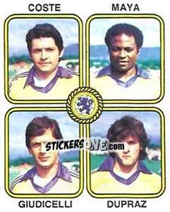 Sticker Christian Coste / Martin Maya / Pierre Giudicelli / Pascal Dupraz - Football France 1981-1982 n. 393 - Panini