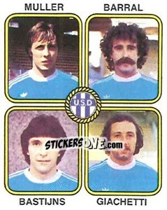 Sticker Joel Muller / Andre Barral / Alfons Bastuns / Jean-Marc Giachetti - Football France 1981-1982 - Panini