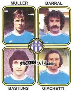 Sticker Joel Muller / Andre Barral / Alfons Bastuns / Jean-Marc Giachetti - Football France 1981-1982 n. 428 - Panini