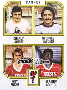 Sticker Loubet / Jacomo / Fuchs / Aoudou - Football France 1982-1983 - Panini