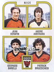 Sticker Serafin / Amitrano / Barelli / Bruzzichesi - Football France 1982-1983 - Panini