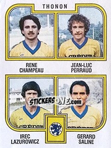 Cromo Champeau / Perraud / Lazurowicz / Saline - Football France 1982-1983 - Panini