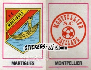 Cromo Ecusson Martigues / Montpellier - Football France 1983-1984 - Panini