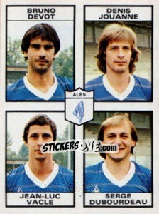 Sticker Bruno Devot / Denis Jouanne / Jean-Luc Vacle / Serge Dubourdeau - Football France 1983-1984 n. 382 - Panini