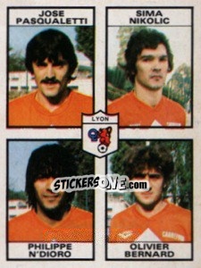 Sticker Jose Pasqualetti / Sima Nikolic / Philippe N'Dioro / Olivier Bernard - Football France 1983-1984 - Panini