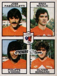 Cromo Jose Pasqualetti / Sima Nikolic / Philippe N'Dioro / Olivier Bernard - Football France 1983-1984 n. 416 - Panini