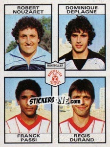 Sticker Robert Nouzaret / Dominique Deplange / Franck Passi / Regis Durand - Football France 1983-1984 n. 423 - Panini
