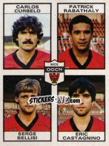 Sticker Carlos Curbelo / Patrick Rabathaly / Serge Bellisi / Eric Castagnino - Football France 1983-1984 n. 427 - Panini