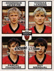 Cromo Dominique Lefebvre / Thomas Larsson / Pascal Francoise / Guy Mengual - Football France 1983-1984 - Panini