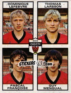Cromo Dominique Lefebvre / Thomas Larsson / Pascal Francoise / Guy Mengual - Football France 1983-1984 n. 428 - Panini
