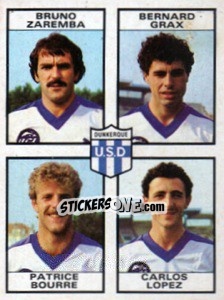 Sticker Bruno Zaremba / Bernard Grax / Patrice Bourre / Carlos Lopez - Football France 1983-1984 n. 458 - Panini
