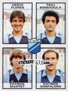 Cromo Herve Flores / Tedj Bensaoula / Patrick Martet / Patrick Gonfalone - Football France 1983-1984 - Panini