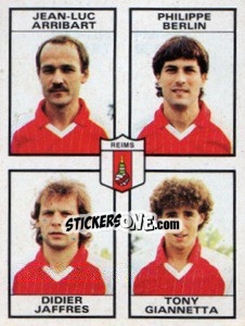 Sticker Jean-Luc Arribart / Philippe Berlin / Didier Jaffres / Tony Giannetta - Football France 1983-1984 - Panini