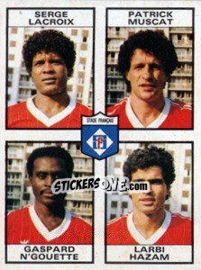 Sticker Serge Lacroix / Patrick Muscat / Gaspard N'Gouette / Larbi Hazam - Football France 1983-1984 - Panini