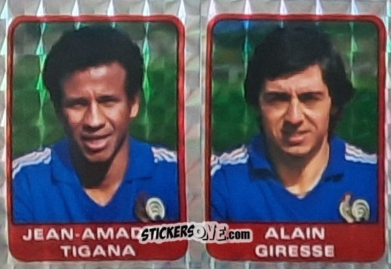 Sticker Jean-Amadou Tigana / Alain Giresse - Football France 1984-1985 n. 220 - Panini