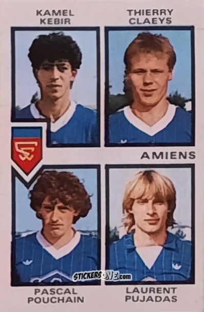 Cromo Kamel Kebir / Thierry Claeys / Pascal Pouchain / Laurent Pujadas - Football France 1984-1985 n. 356 - Panini