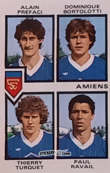 Cromo Alain Prefaci / Dominique Bortolotti / Thierry Turquet / Paul Ravail - Football France 1984-1985 n. 357 - Panini