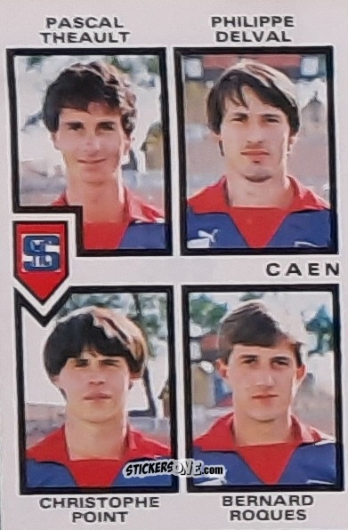 Cromo Pascal Theault / Philippe Delval / Christophe Point / Bernard Roques - Football France 1984-1985 n. 365 - Panini