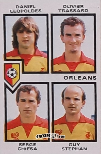 Sticker Daniel Leopoldes / Olivier Trassard / Serge Chiesa / Guy Stephan - Football France 1984-1985 n. 383 - Panini