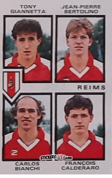 Cromo Tony Giannetta / Jean-Pierre Bertolino / Carlos Bianchi / Francois Calderaro - Football France 1984-1985 n. 393 - Panini