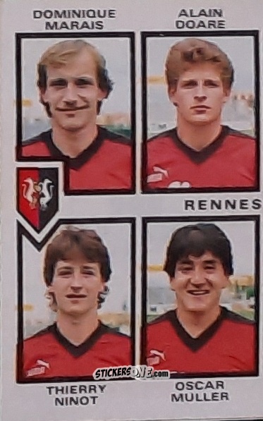 Cromo Dominique Marais / Alain Doare / Thierry Ninot / Oscar Muller - Football France 1984-1985 n. 395 - Panini