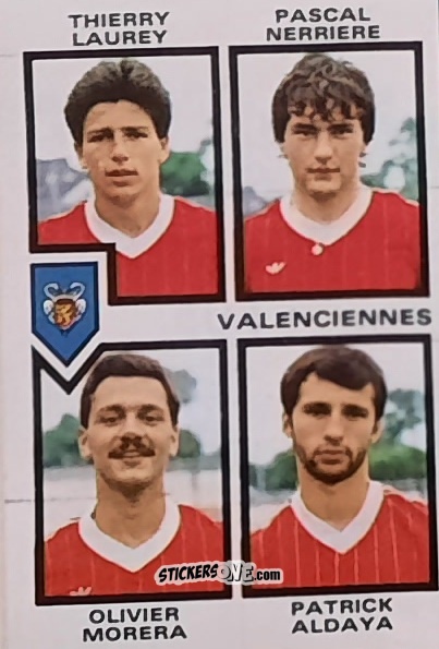 Figurina Thierry Laurey / Pascal Nerriere / Olivier Morera / Patrick Aldaya - Football France 1984-1985 n. 404 - Panini