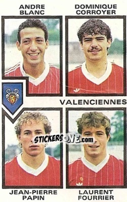 Sticker Andre Blanc / Dominique Corroyer / Jean-Pierre Papin / Laurent Fourrier - Football France 1984-1985 n. 405 - Panini