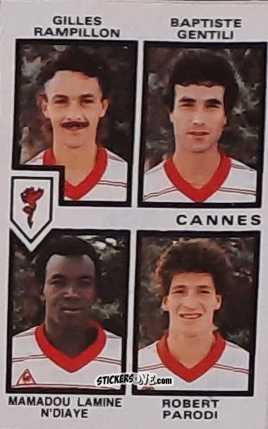 Cromo Gilles Rampillon / Baptiste Gentili / Mamadou Lamine N'Diaye / Robert Perodi - Football France 1984-1985 n. 426 - Panini