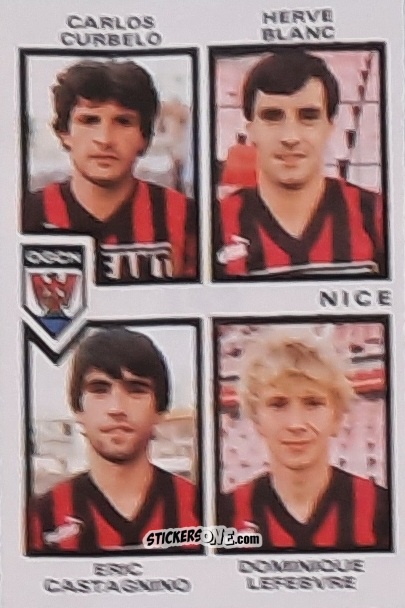 Cromo Carlos Curbelo / Herve Blanc / Eric Castagnino / Dominique Lefebvre - Football France 1984-1985 n. 452 - Panini