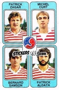 Cromo Patrick Zagar / Michel Curt / Bernard Samson / Patrick Aldaya - Football France 1985-1986 n. 406 - Panini