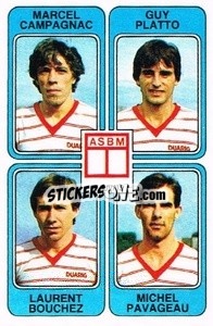 Sticker Marcel Campagnac / Guy Platto / Laurent Bouchez / Michel Pavageau - Football France 1985-1986 n. 413 - Panini