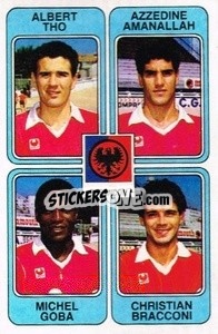 Sticker Albert Tho / Azzedine Amanallah / Michel Goba / Christian Bracconi - Football France 1985-1986 n. 416 - Panini