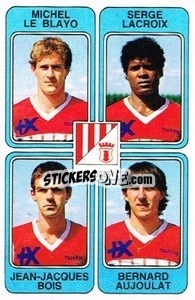 Sticker Michel Le Blayo / Serge Lacroux / Jean-Jacques Bois / Bernard Aujoulat - Football France 1985-1986 n. 427 - Panini