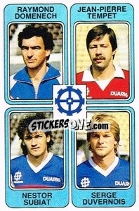 Cromo Raymond Domenech / Jean-Pierre Tempet / Nestor Subiat / Serge Duvermois - Football France 1985-1986 n. 432 - Panini
