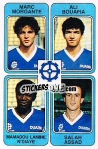 Sticker Marc Morgante / Ali Bouafia / Mamadou Lamine N'Diaye / Salah Assad - Football France 1985-1986 n. 434 - Panini
