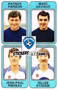 Sticker Patrick Parizon / Marc Daviaud / Jean-Paul Ribreau / Gilles Eyquem - Football France 1985-1986 n. 435 - Panini