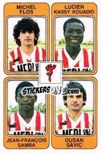 Sticker Michel Flos / Lucien Kassy Kouadio / Jean-Francois Samba / Dusan Savic - Football France 1985-1986 n. 350 - Panini