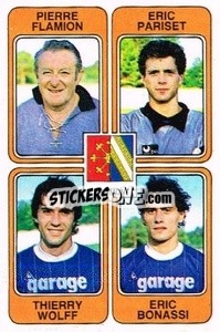 Sticker Pierre Flamion / Eric Pariset / Thierry Wolff / Eric Bonassi - Football France 1985-1986 n. 351 - Panini