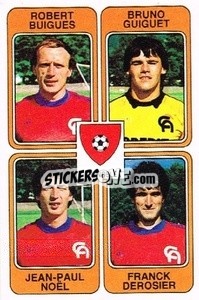 Sticker Robert Buigues / Bruno Guiget / Jean-Paul Noel / Franck Derosier - Football France 1985-1986 n. 354 - Panini