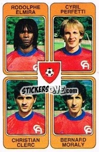 Figurina Rodolphe Elmira / Cyril Perfetti / Christian Clerc / Bernard Moraly - Football France 1985-1986 n. 355 - Panini